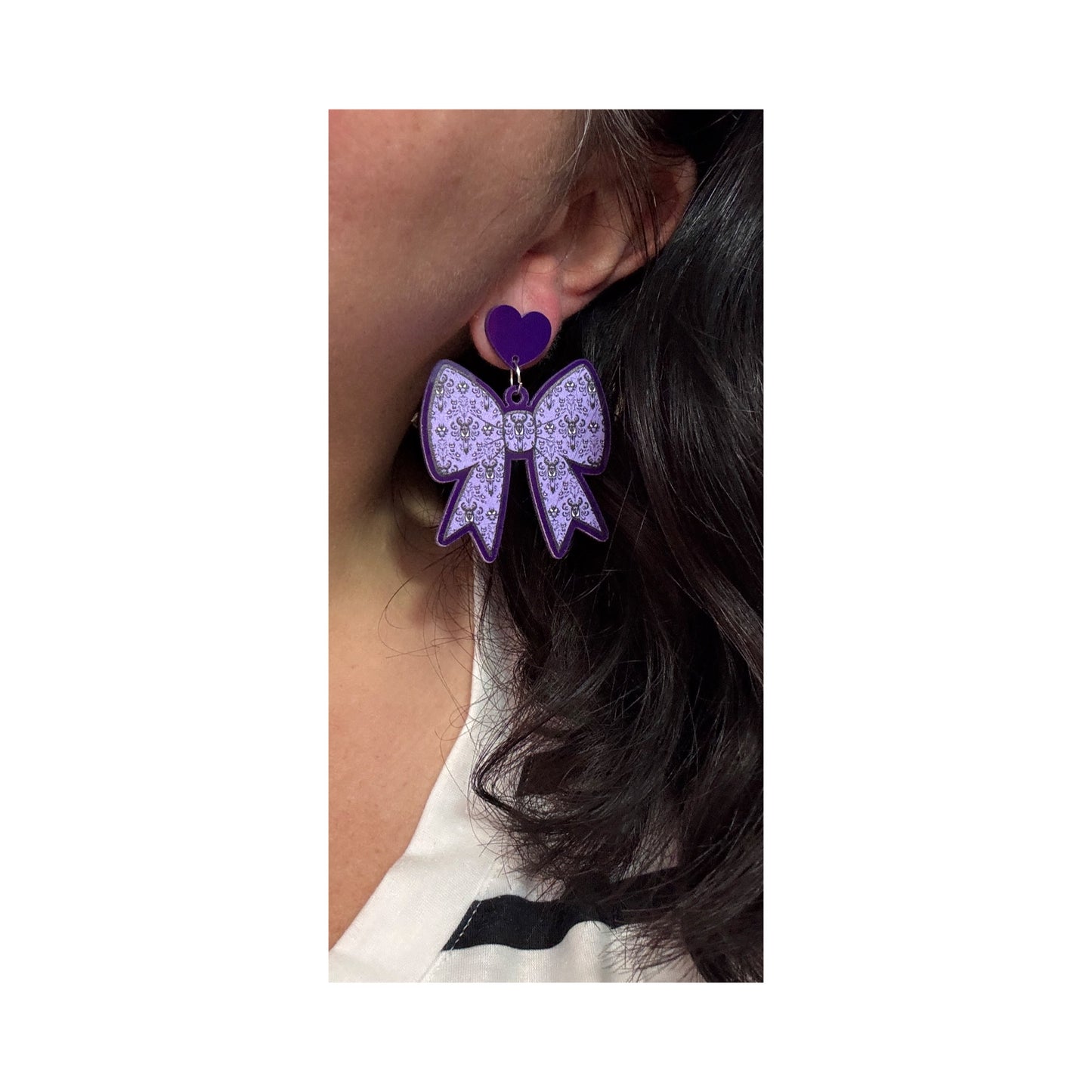 Mansion Wallpaper Bow Drop Earrings