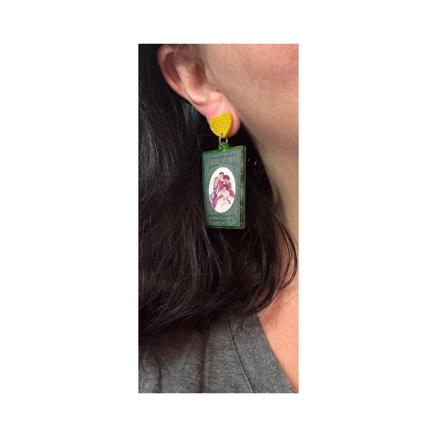 Little Women Vintage Book Acrylic Drop Earrings