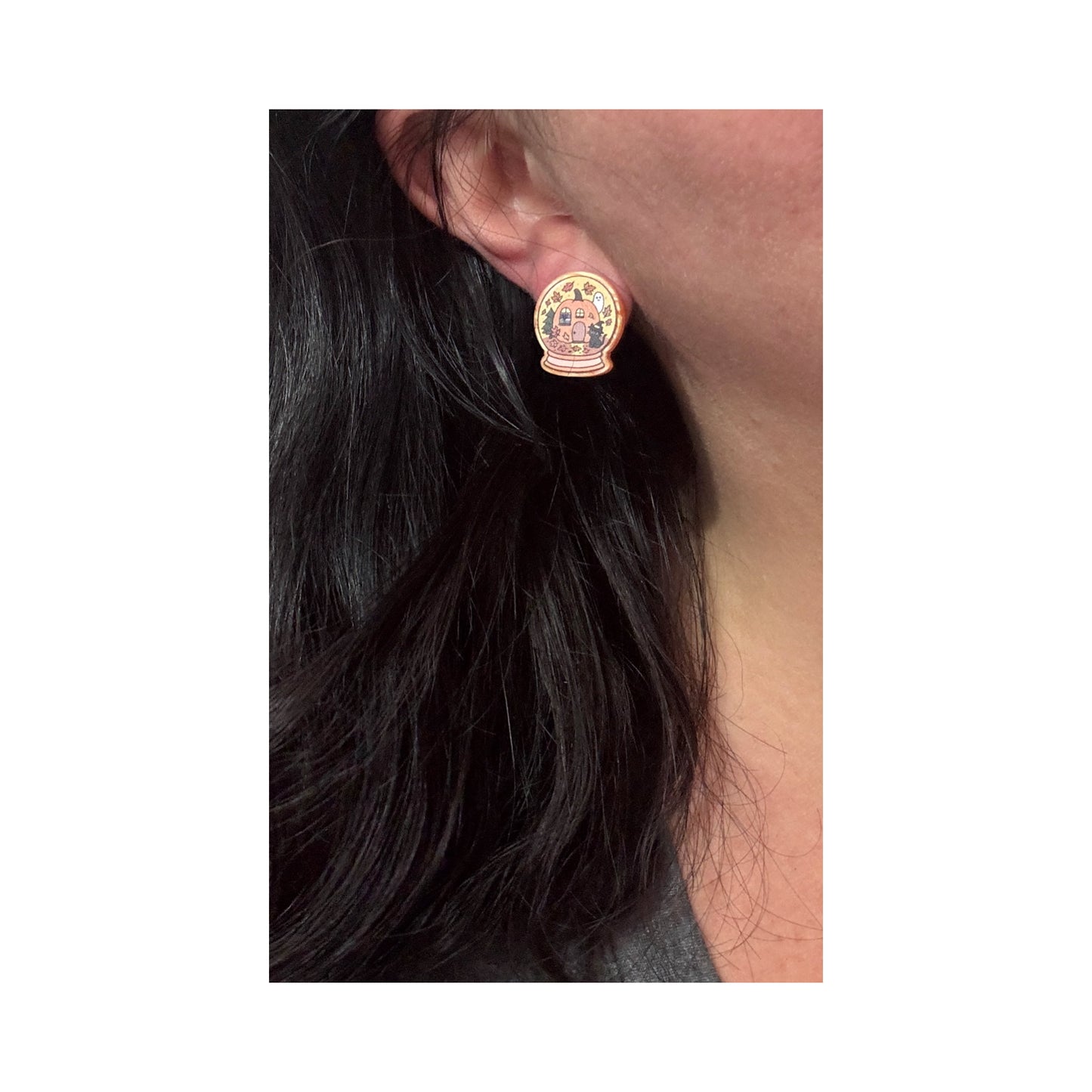 Autumn Snow Globe Post Earrings