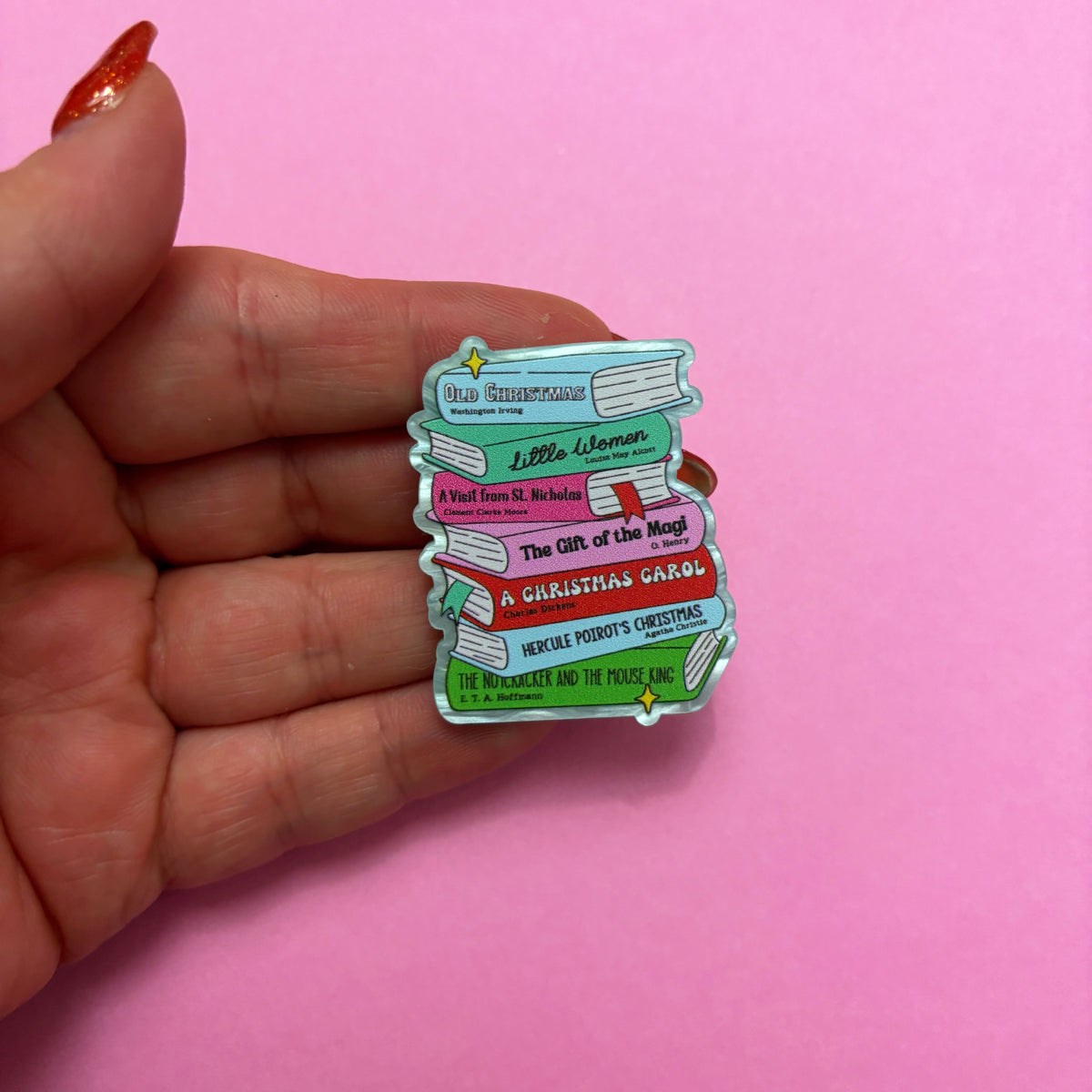 Christmas Classic Pastel Bookstack Pin