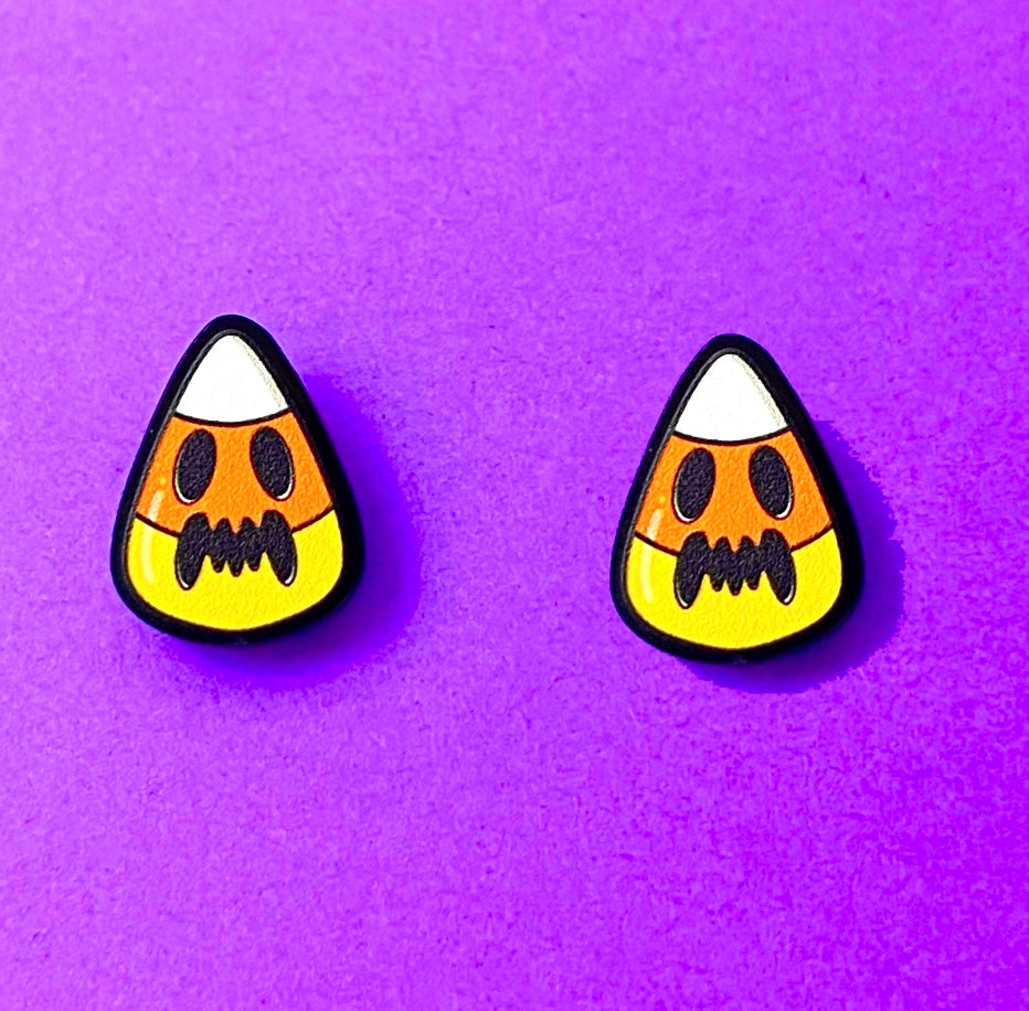 Spooky Candy Corn Post Earrings