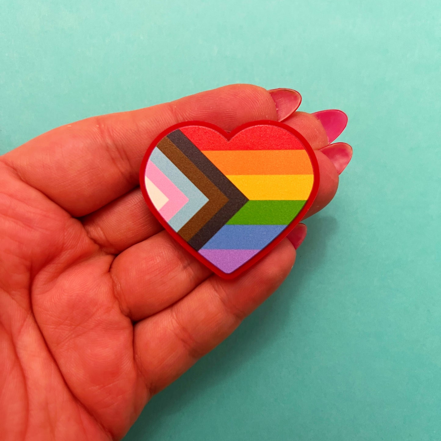 Progress Pride Flag Heart Pin