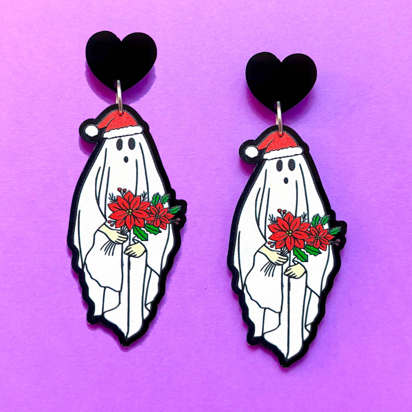 Holiday Flower Bouquet Ghost Drop Earrings