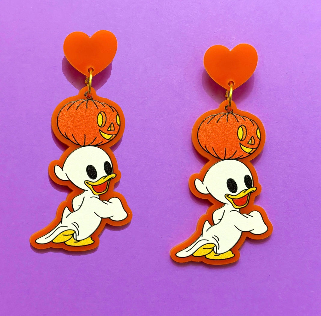 Louie Pumpkin Duck Drop Earrings
