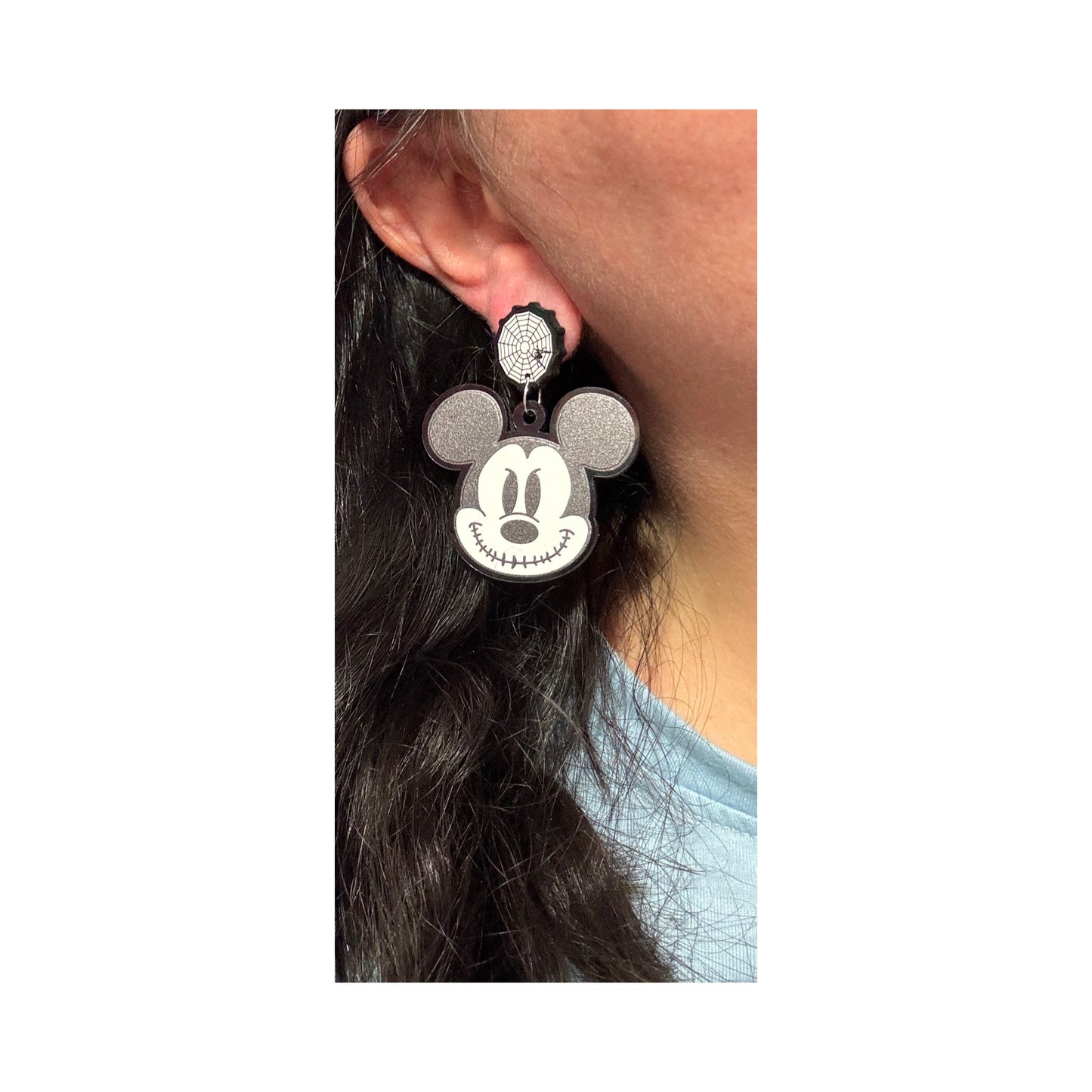 Mouse Skeleton Couple Head Drop Earrings