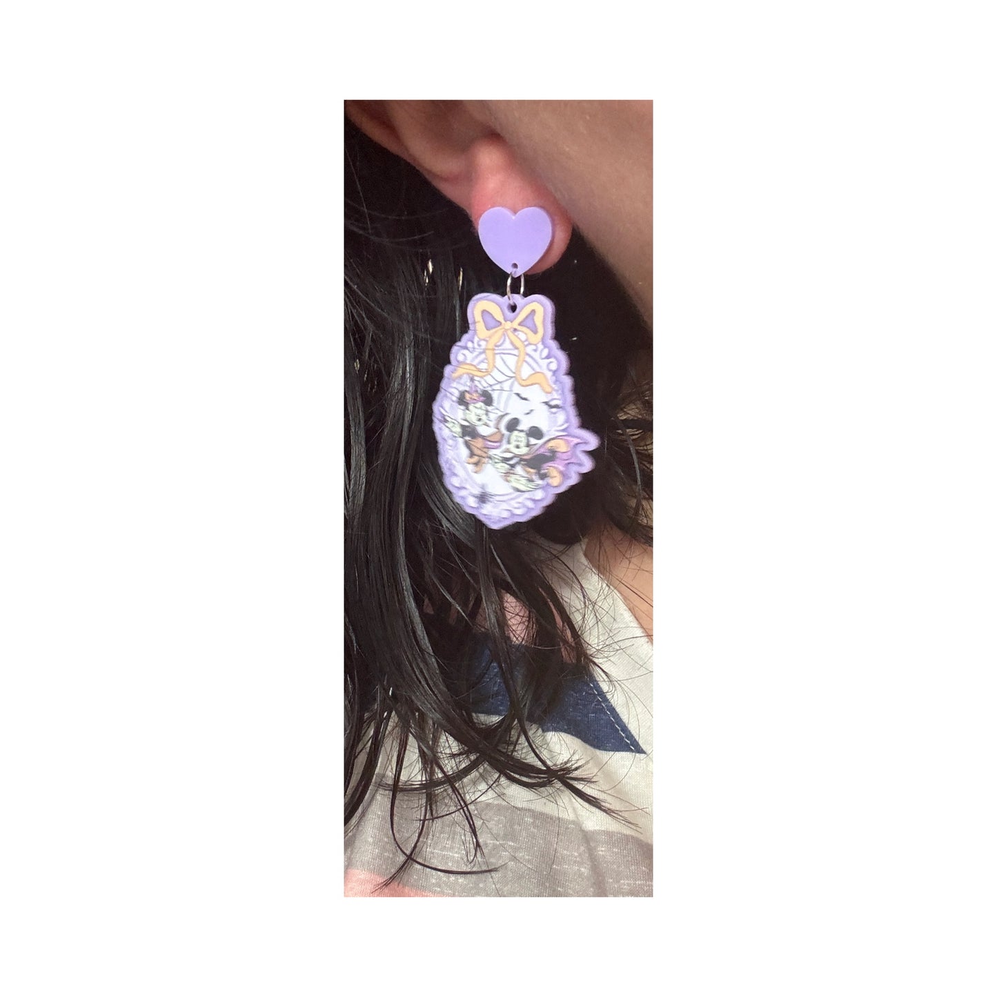 Retro Witchy Mouse Couple Cameo Drop Earrings