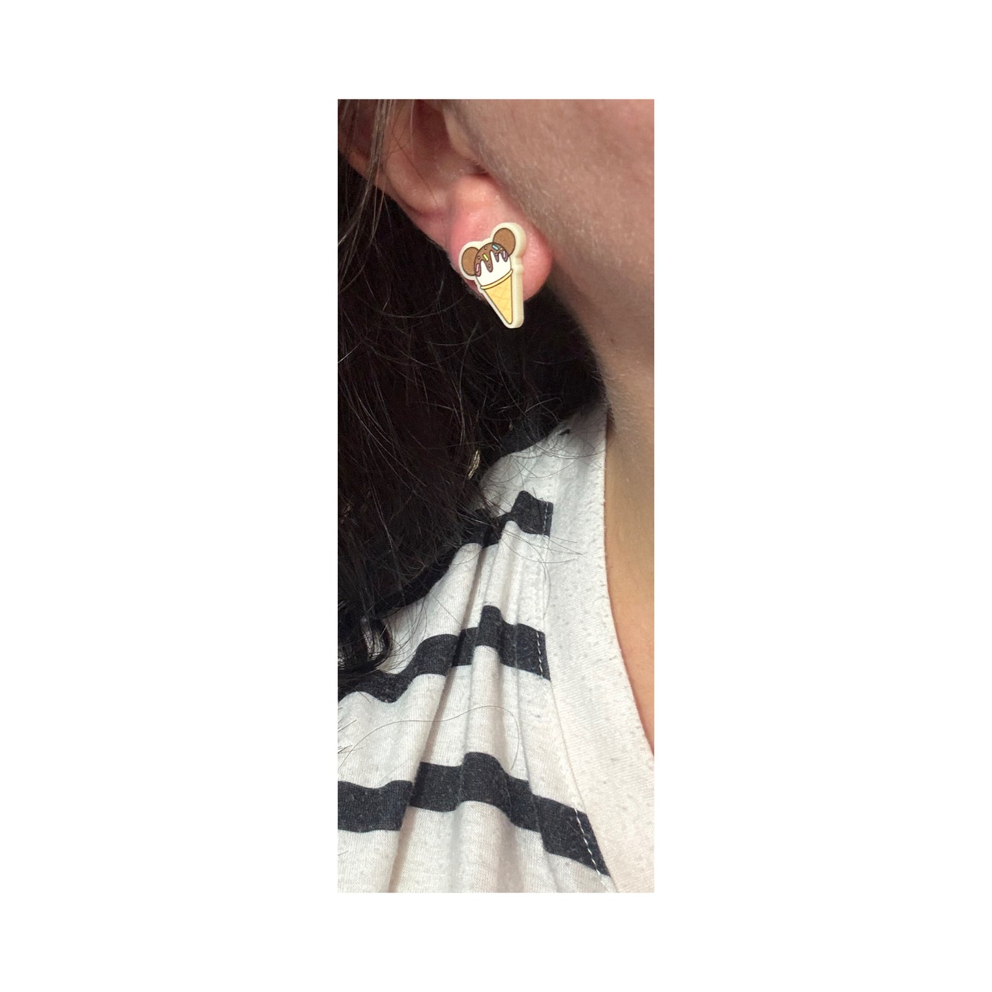 Mouse Vanilla Ice Cream Cone Post Earrings