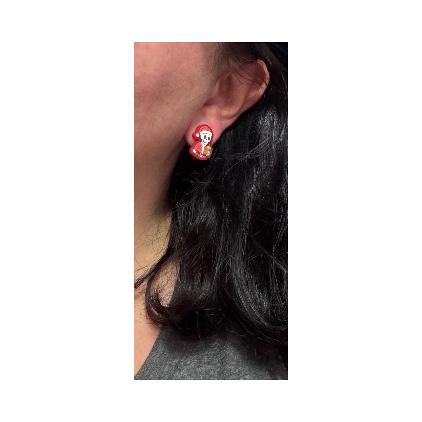 Skeleton Holiday Couple Post Earrings