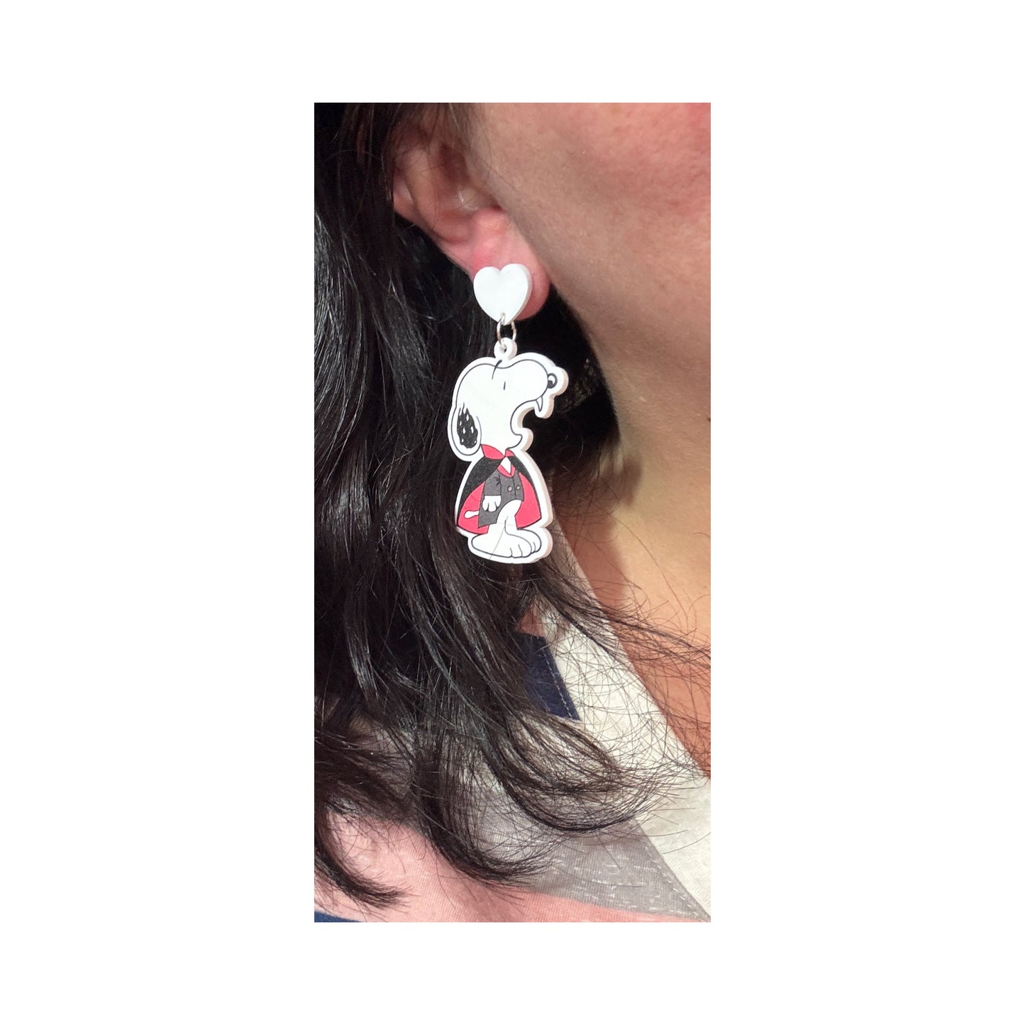 Vampire Beagle & Bird Drop Earrings