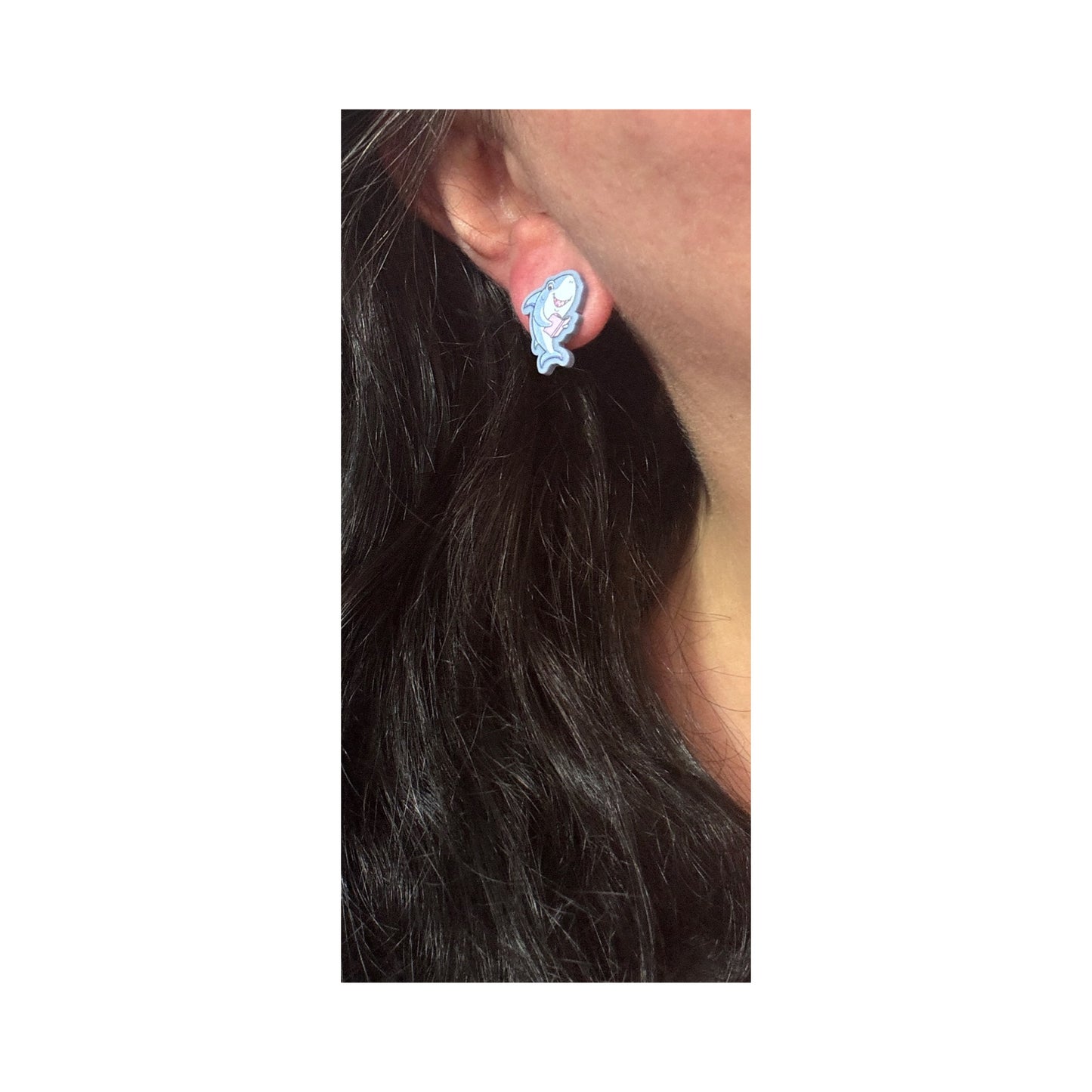 Bookish Shark Post Earrings