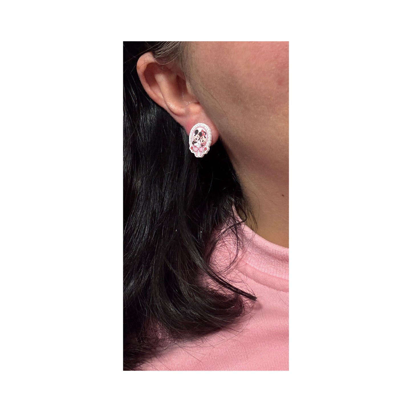 Mouse Couple Sweetheart Cameo Post Earrings