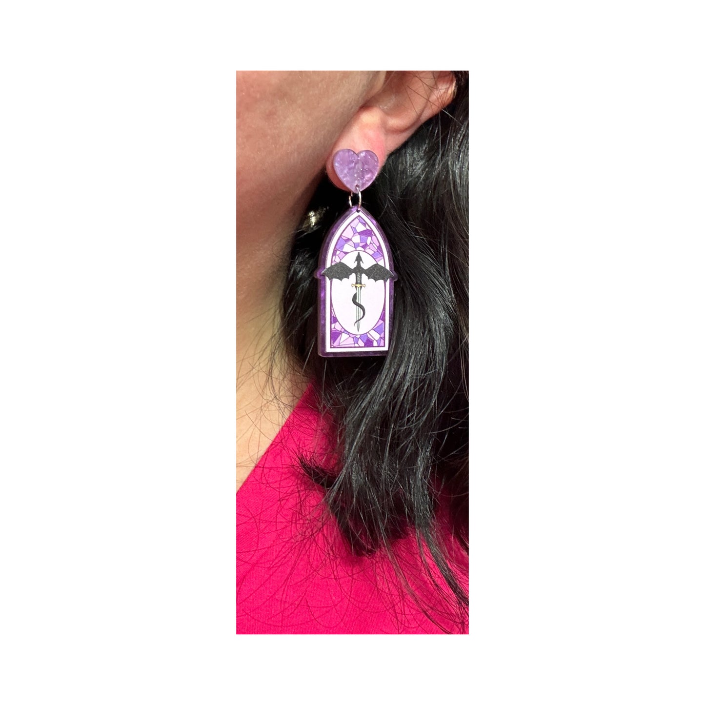 Dragon Stained Glass Drop Earrings