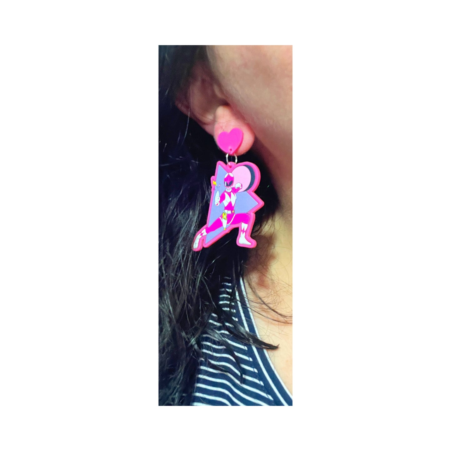 Pink Ranger Drop Earrings