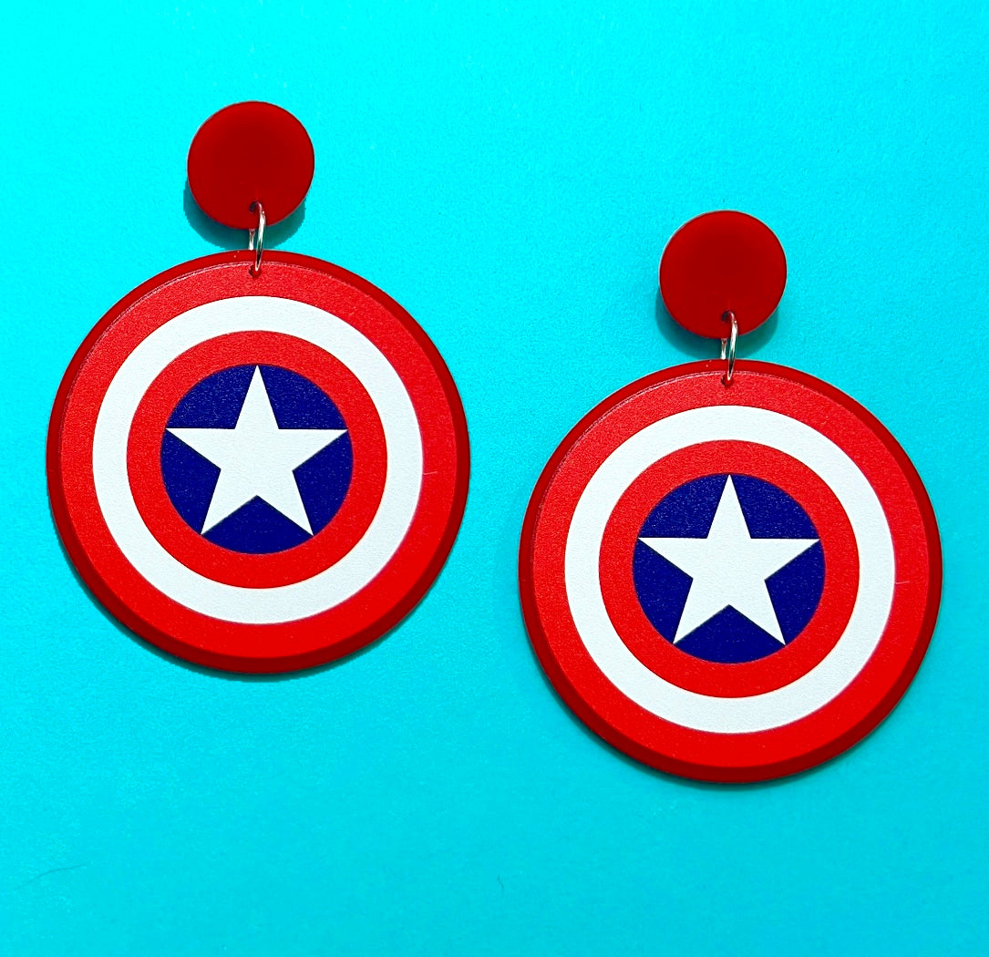 America Shield Drop Earrings