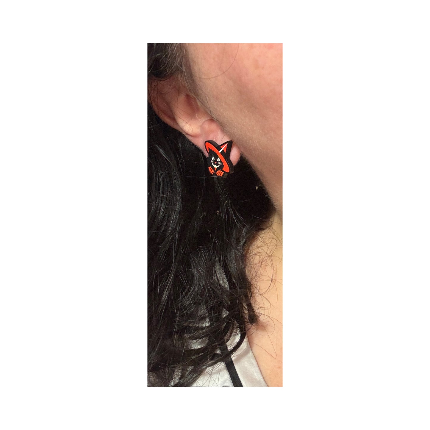 Retro Witchy Cat Post Earrings