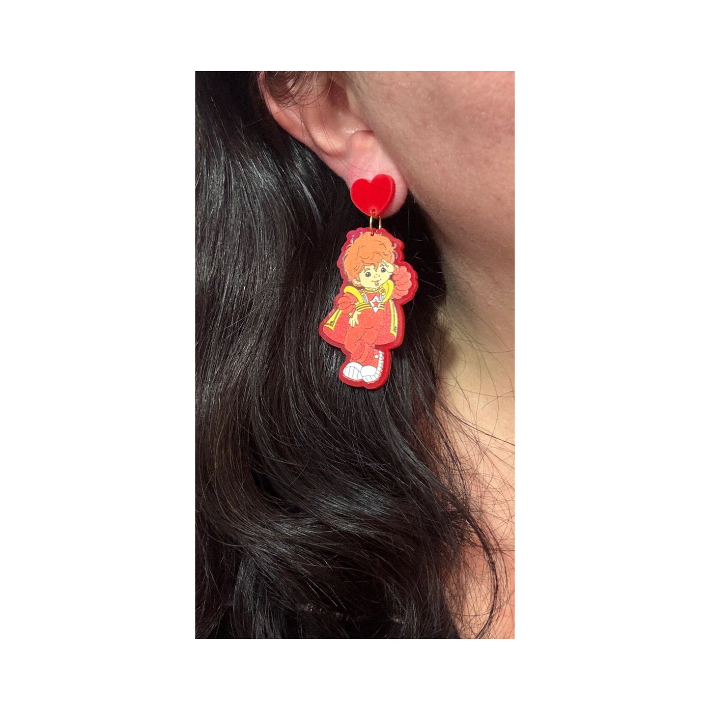 Red Rainbow Boy Drop Earrings