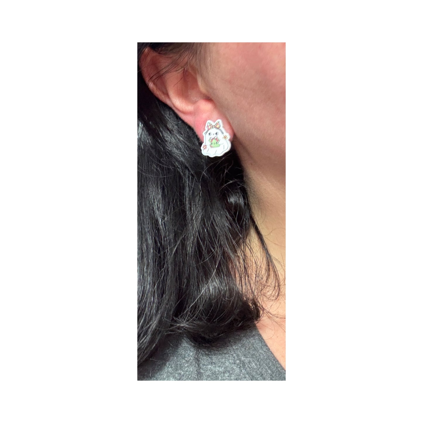 Plaid Bow Christmas Boo Post Earrings