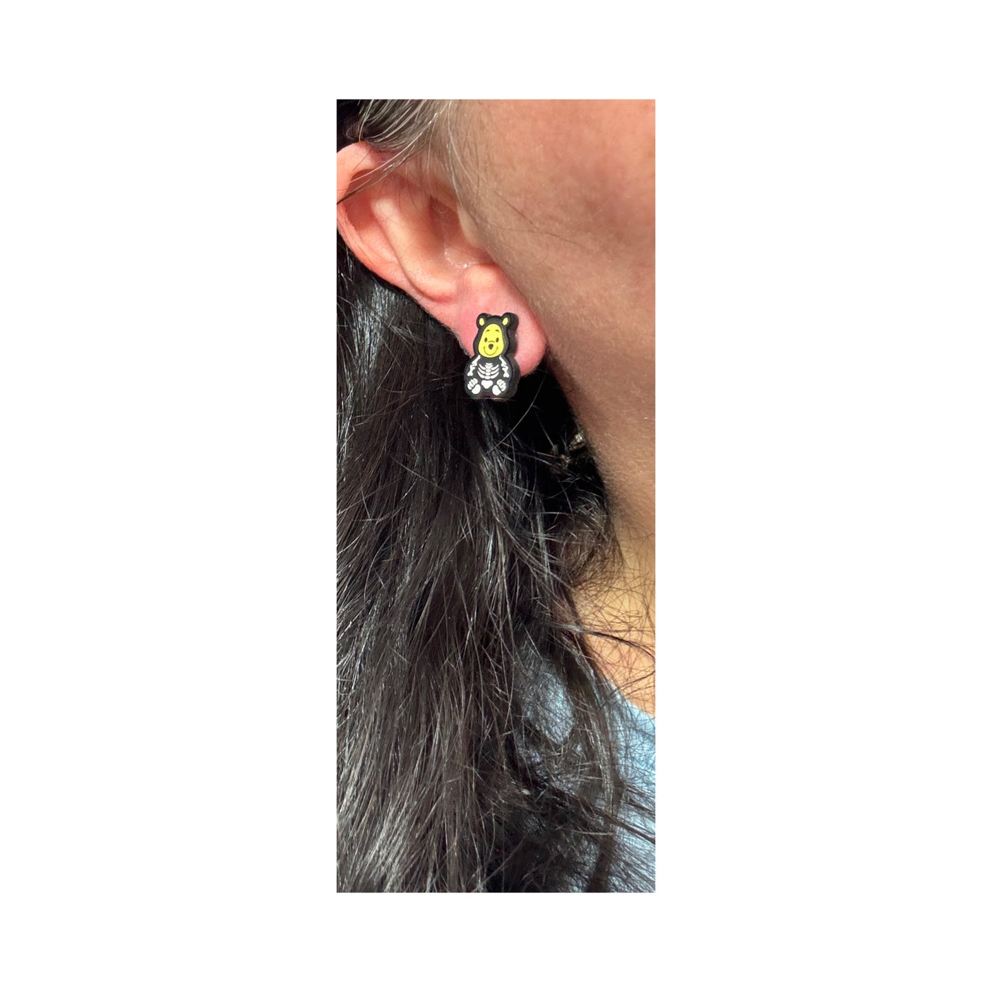Skeleton Pooh Post Earrings