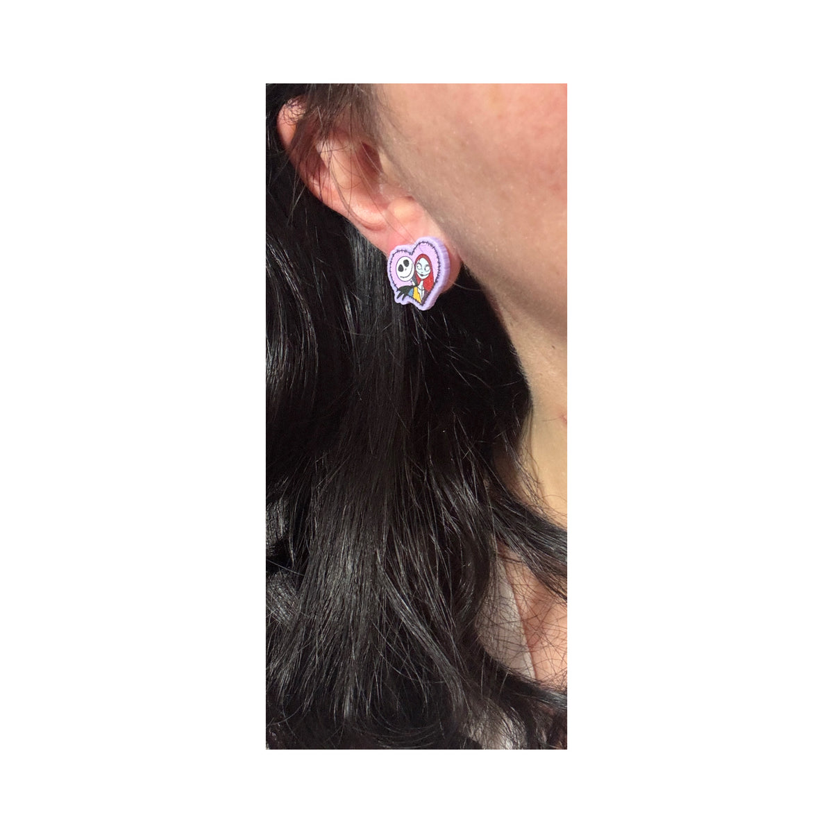 Pastel Jack & Sally Heart Post Earrings