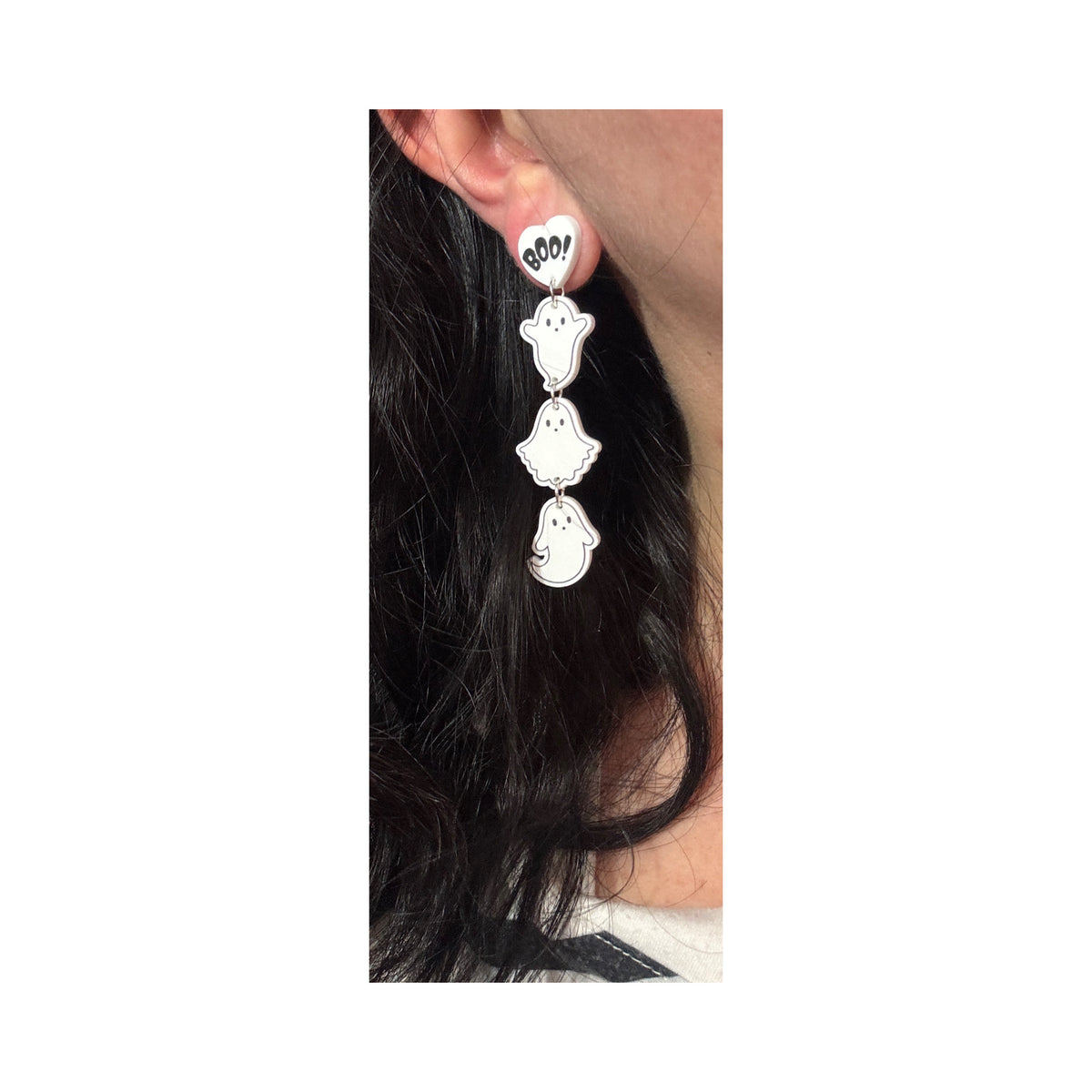 Boo Ghosts Tiered Drop Earrings