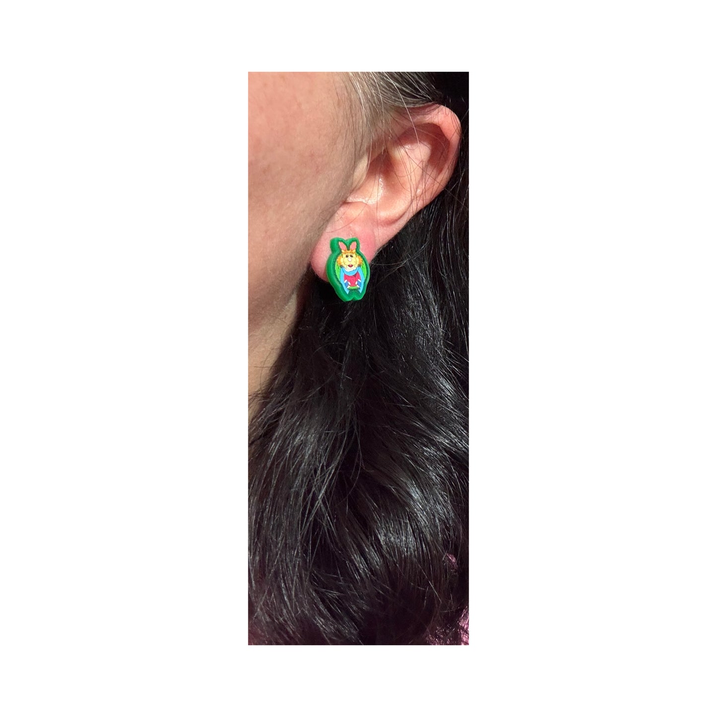 Christmas Bean Bunny Post Earrings