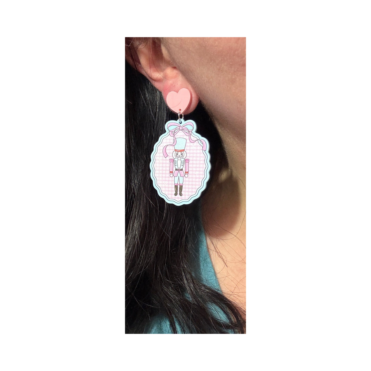 Pastel Nutcracker Cameo Drop Earrings