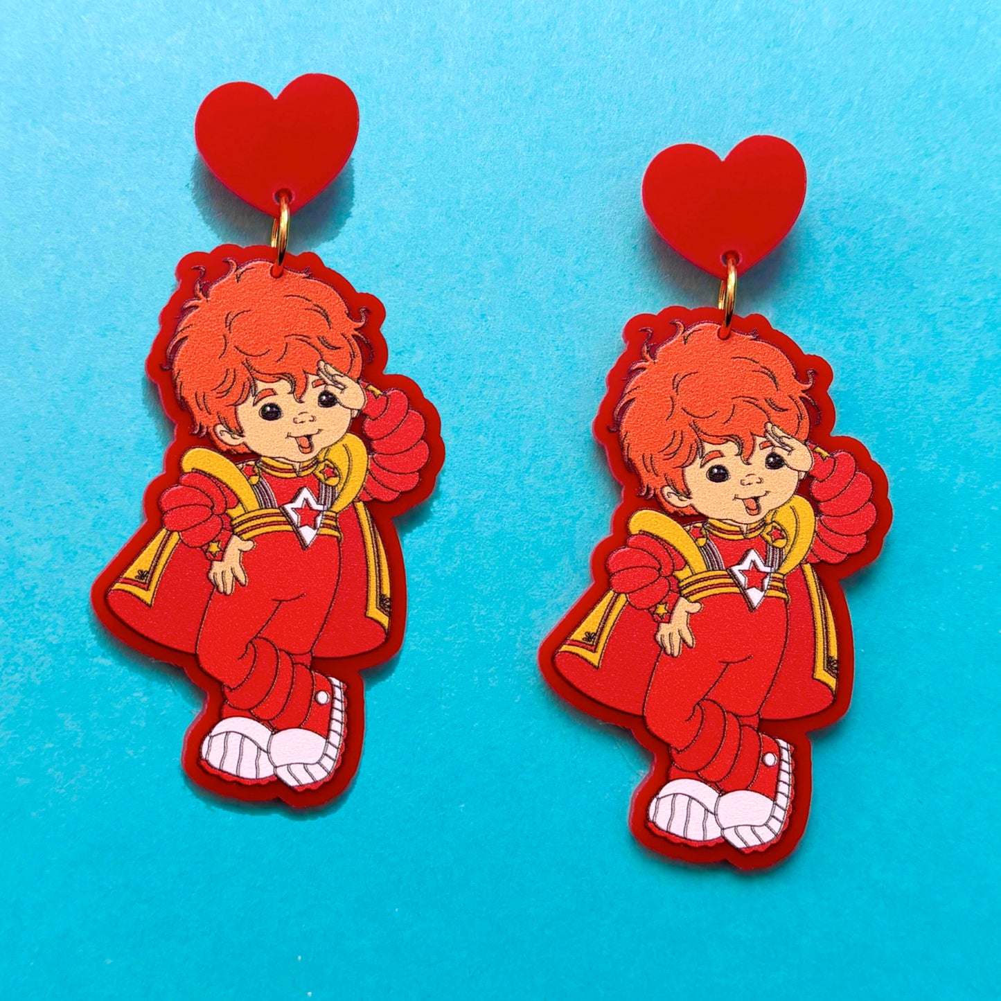 Red Rainbow Boy Drop Earrings