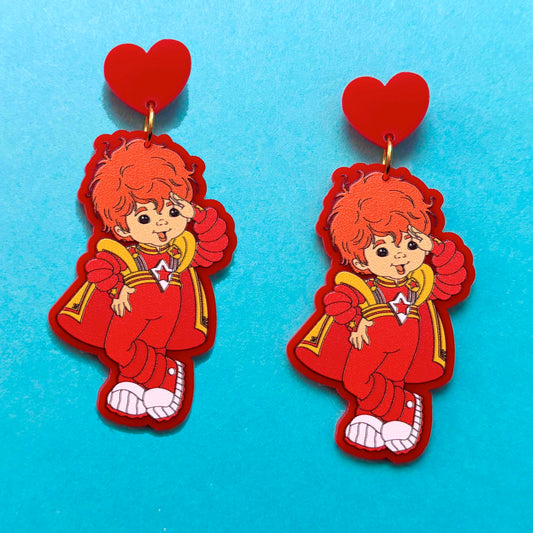 Red Rainbow Boy Drop Earrings