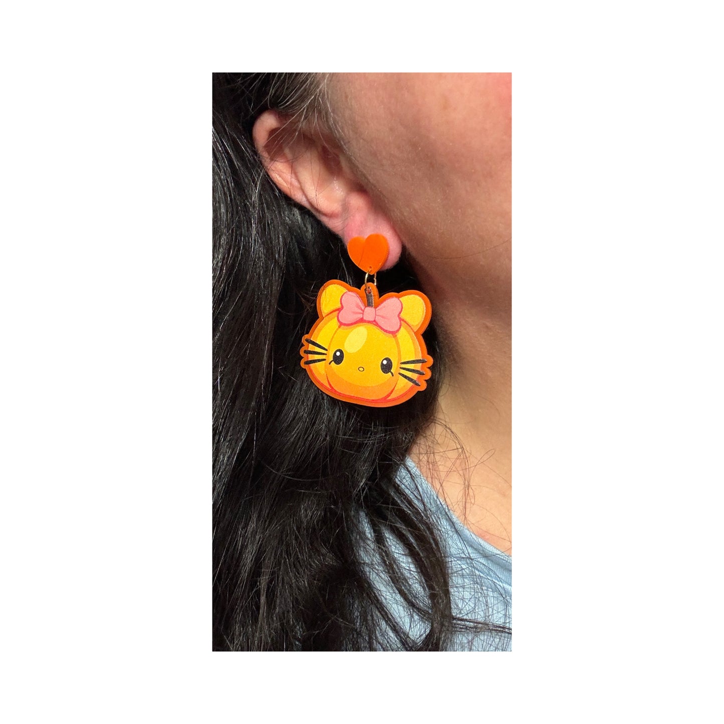 Pumpkin Kitty Drop Earrings
