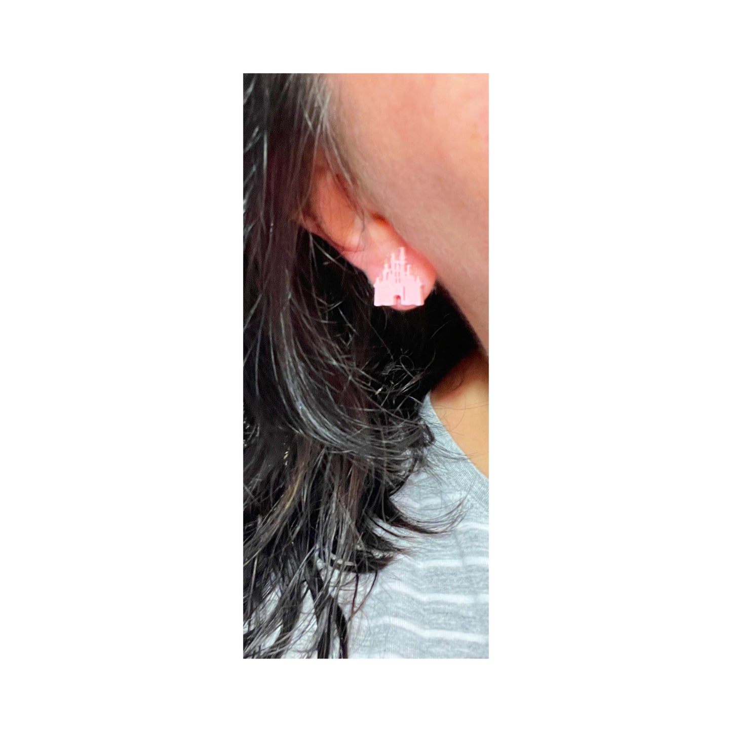 Pink & Blue Castle Earrings