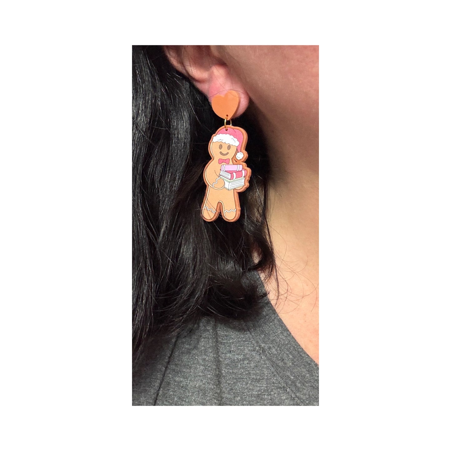 Bookish Gingerbread Man Drop Earrings