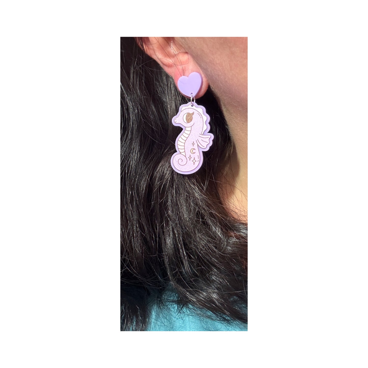 Lavender Seahorse Drop Earrings
