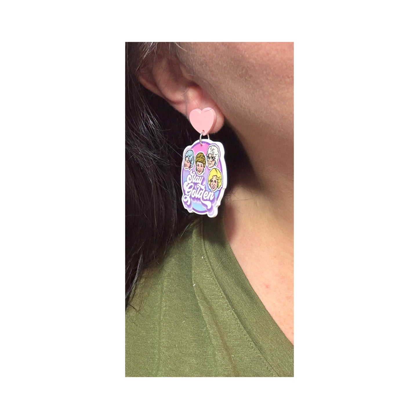 Stay Golden Pink Acrylic Drop Earrings