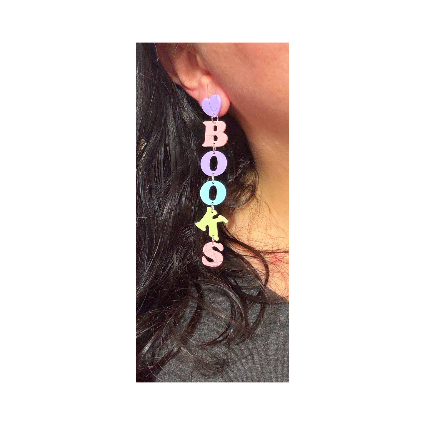 Pastel Read Books Tiered Drop Earrings