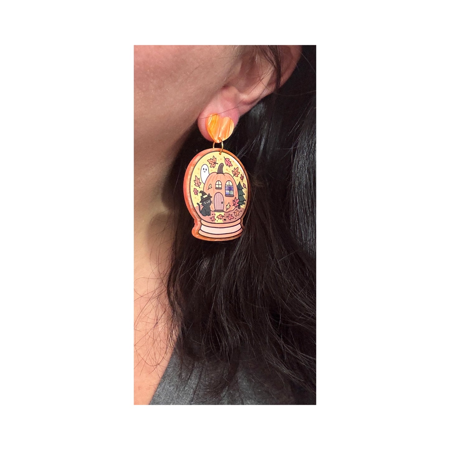 Autumn Snow Globe Drop Earrings