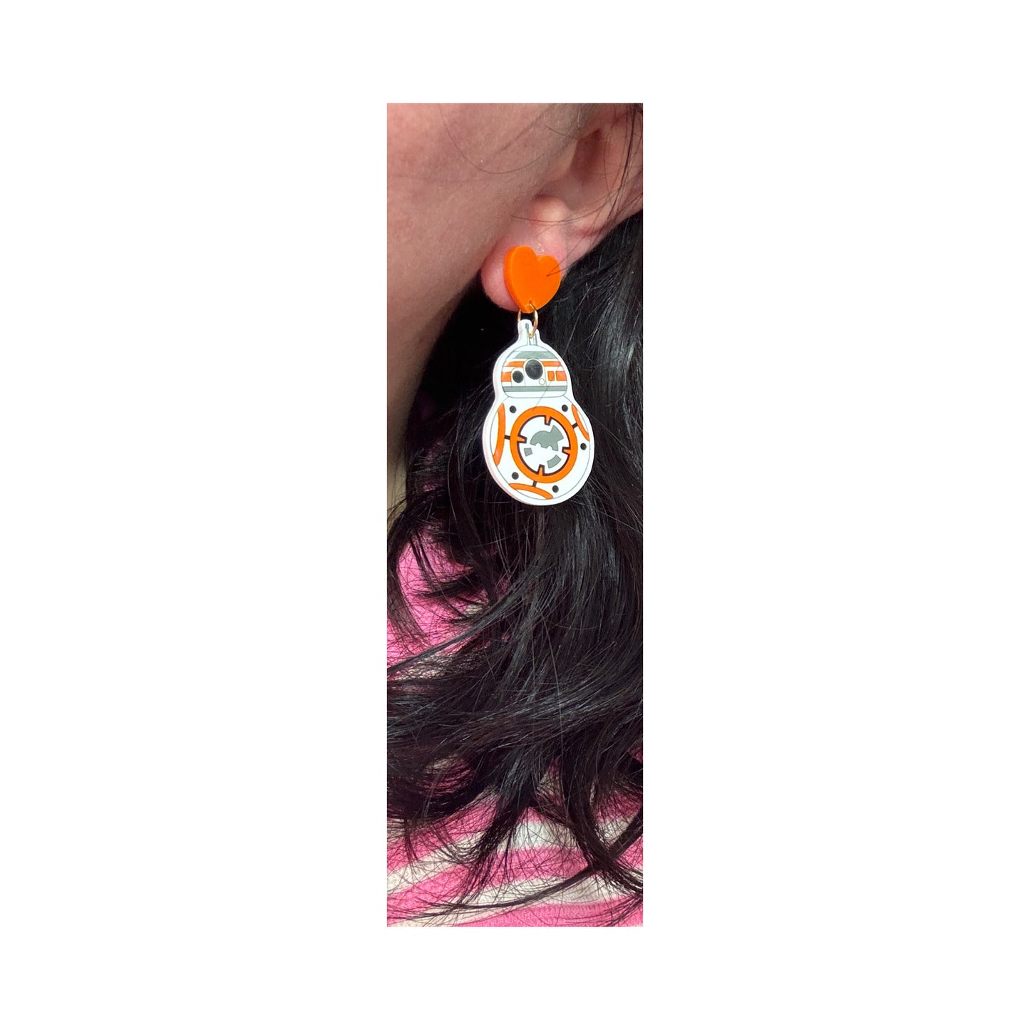 Orange Droid Drop Earrings