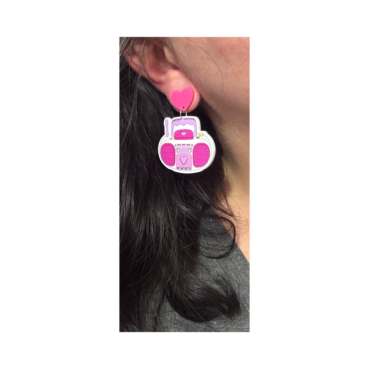 90s Girly Boombox Drop Earrings