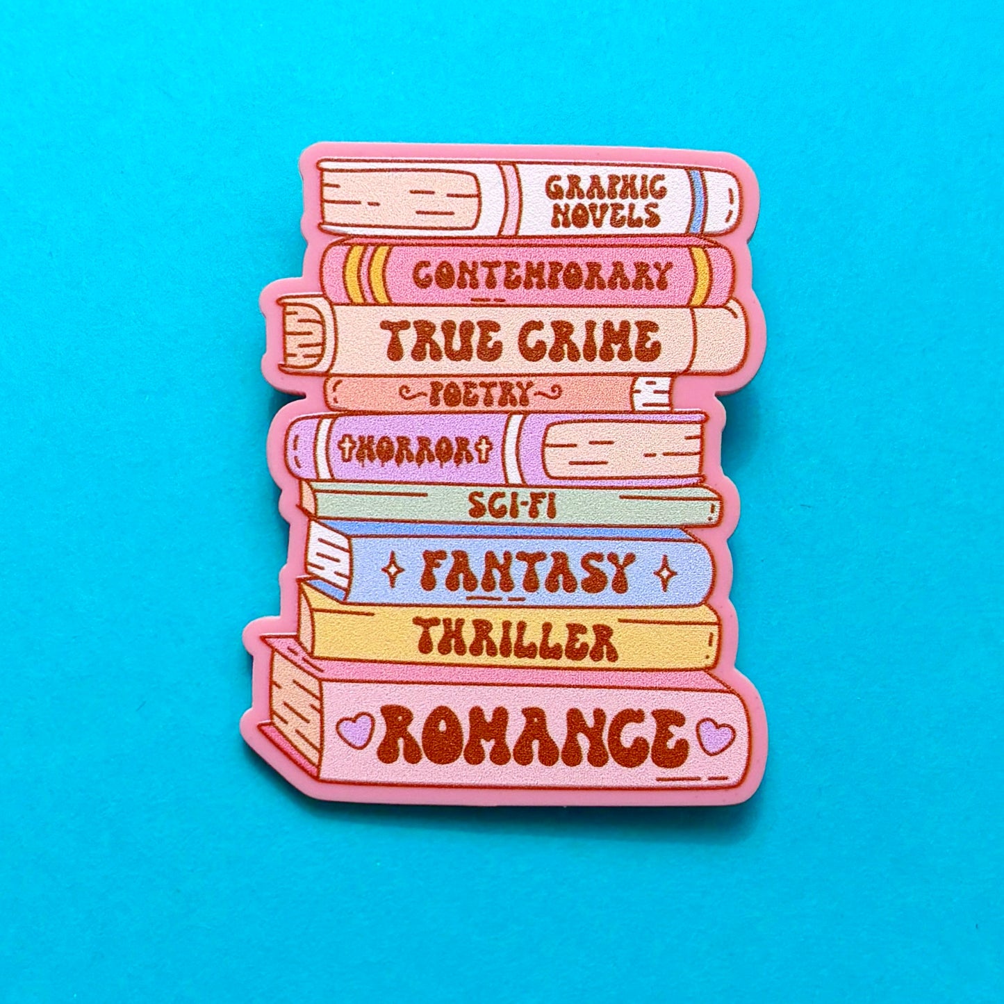 Pastel Genre Bookstack Pin