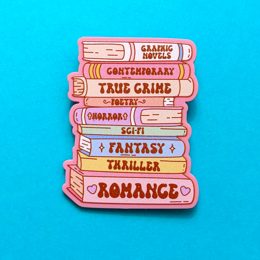 Pastel Genre Bookstack Pin