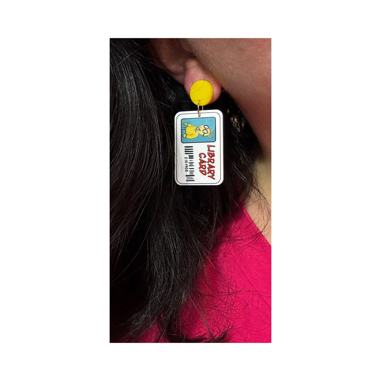 Aardvark Library Card Acrylic Drop Earrings