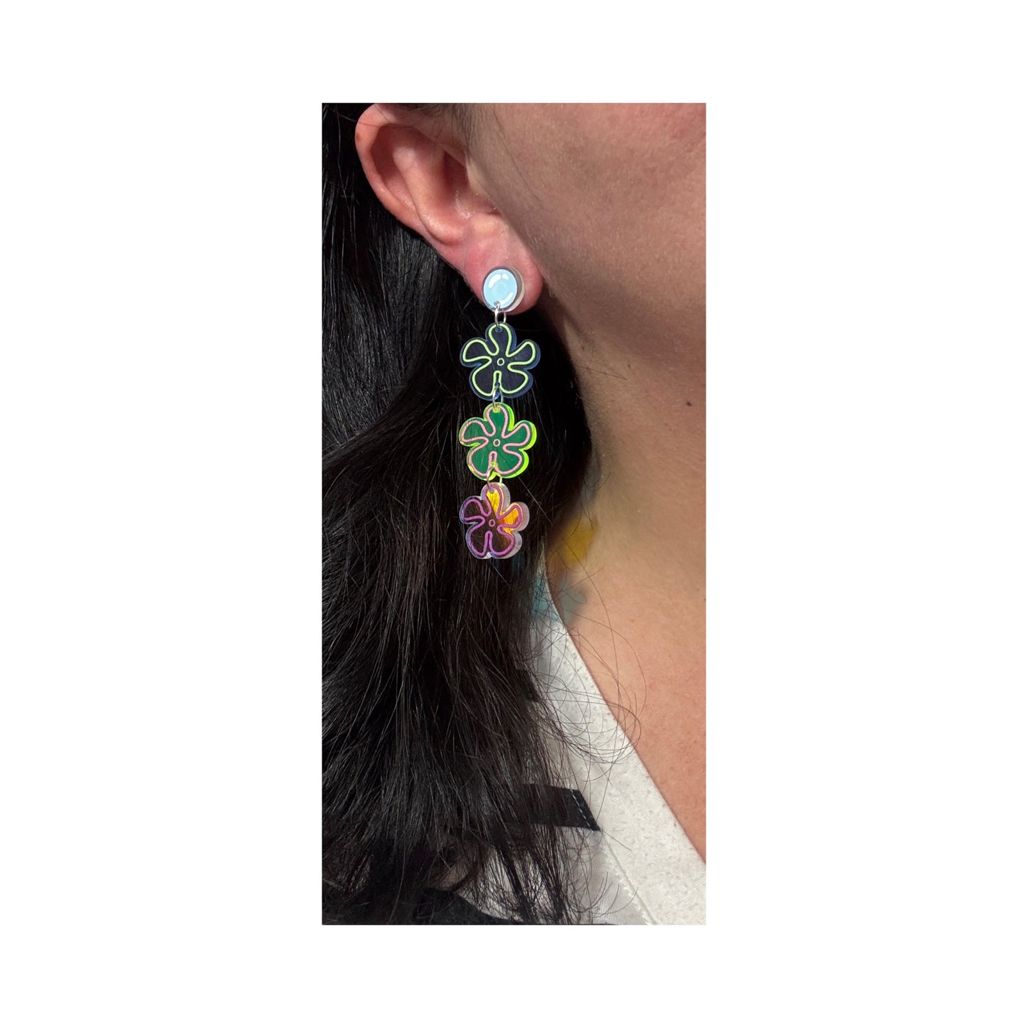 Bikini Bottom Flowers Tiered Drop Earrings