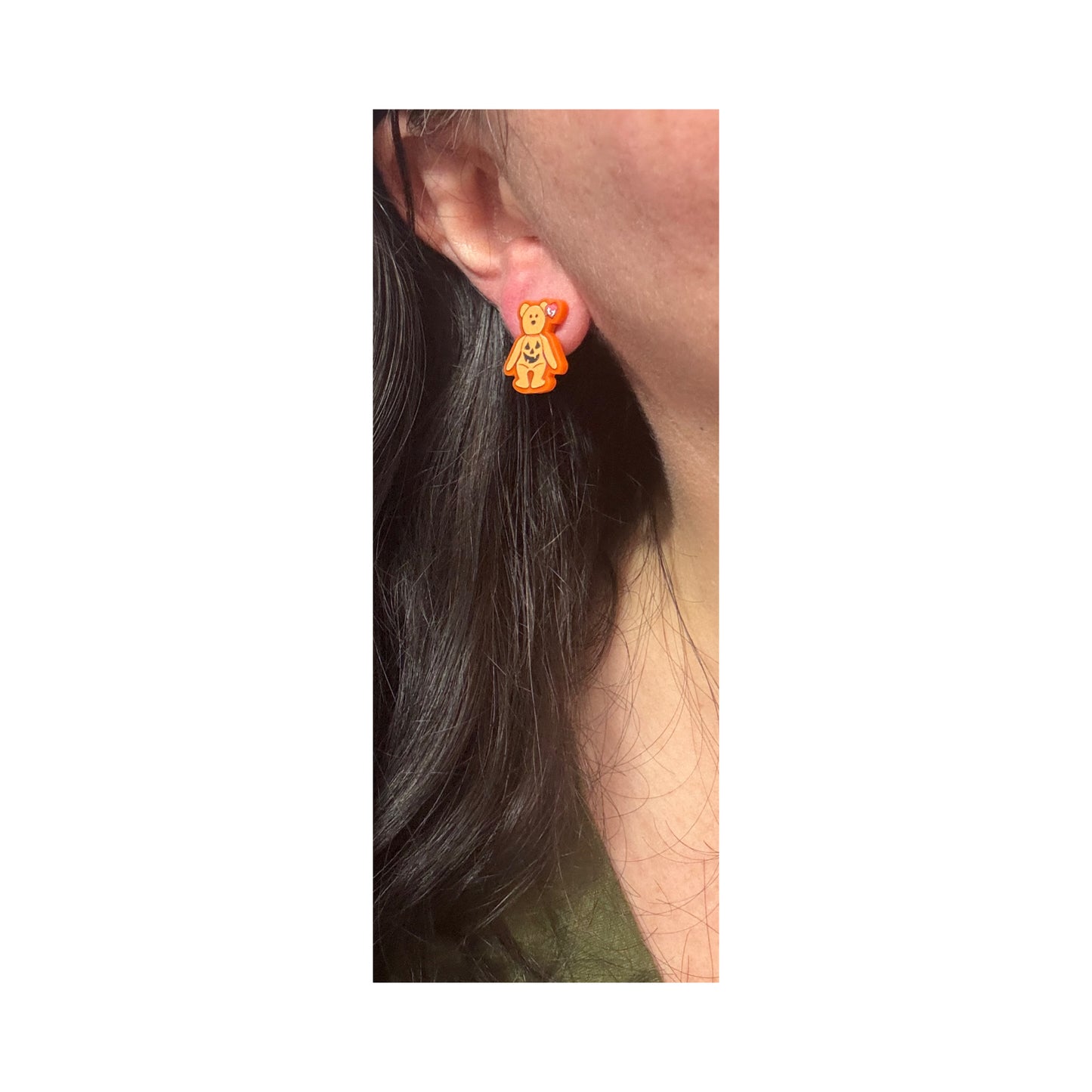 Pumpkin Bean Bear Post Earrings
