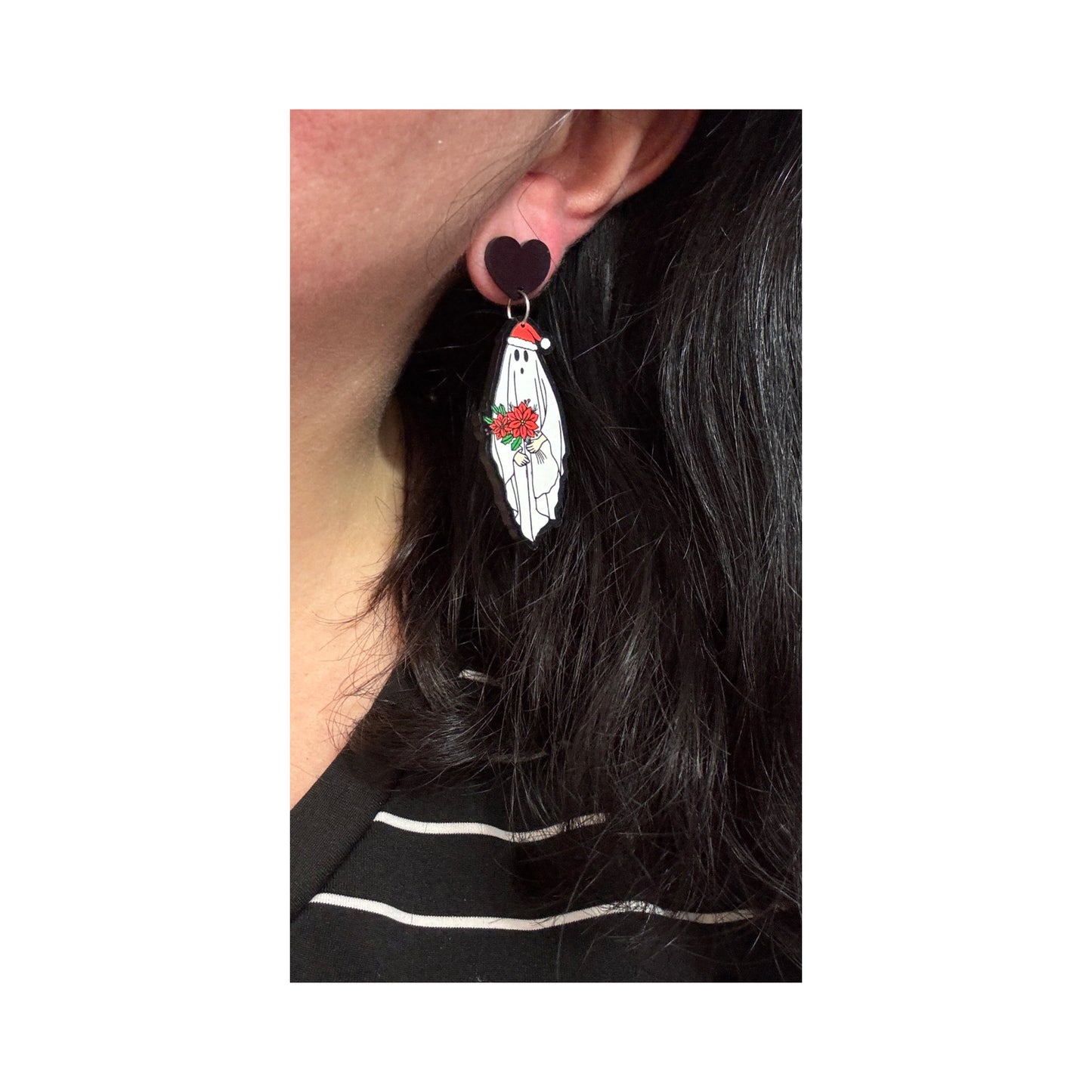 Holiday Flower Bouquet Ghost Drop Earrings