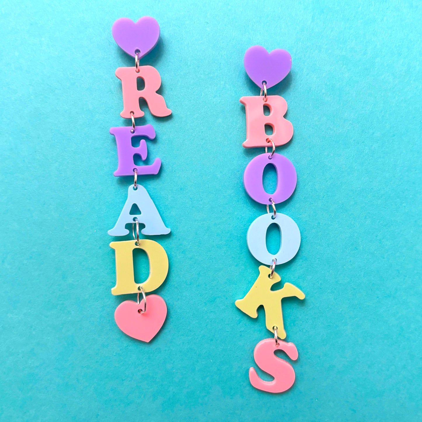 Pastel Read Books Tiered Drop Earrings