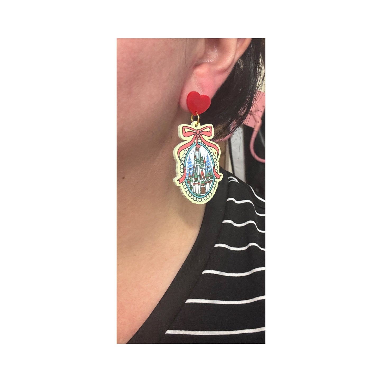 Christmas Castle Cameo Drop Earrings
