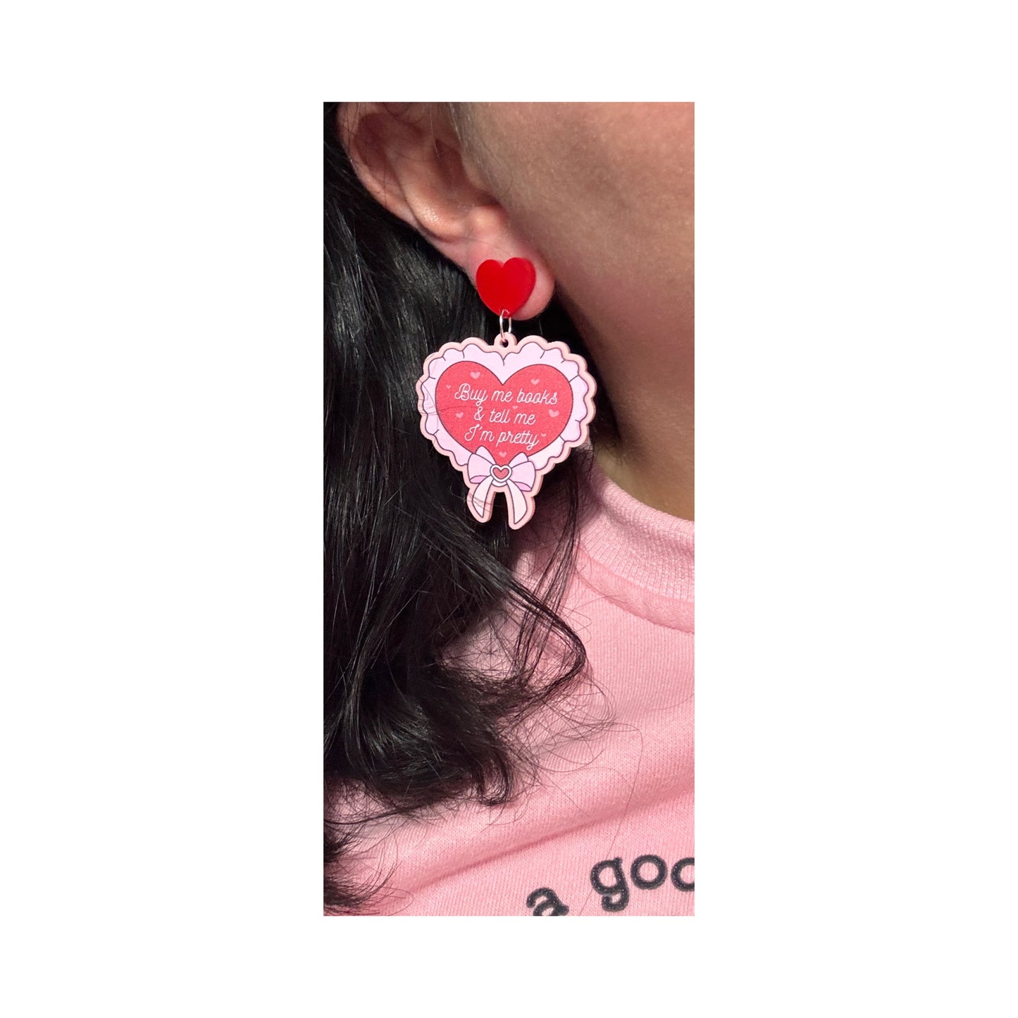 Buy Me Books Heart Drop Earrings