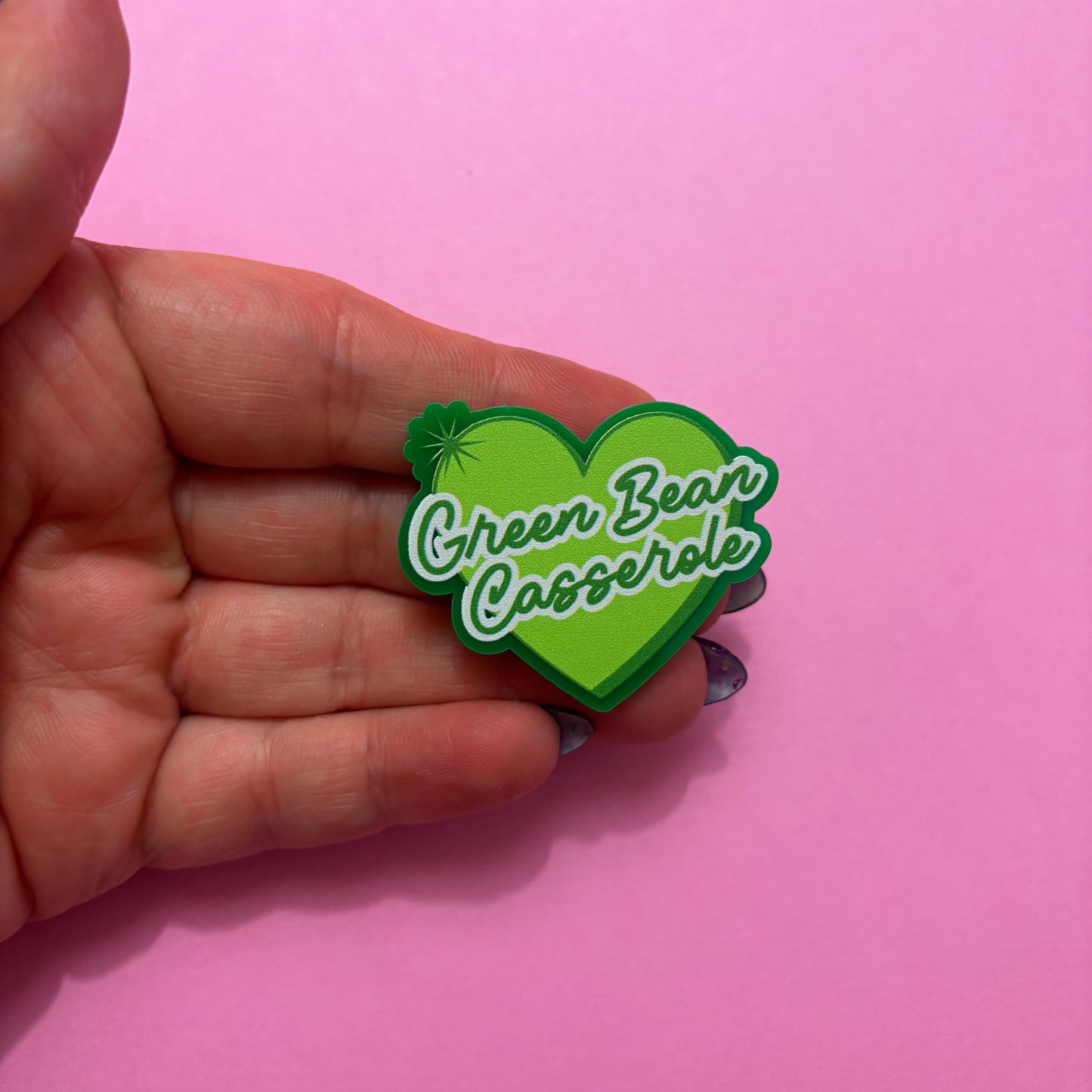 Green Bean Casserole Heart Pin