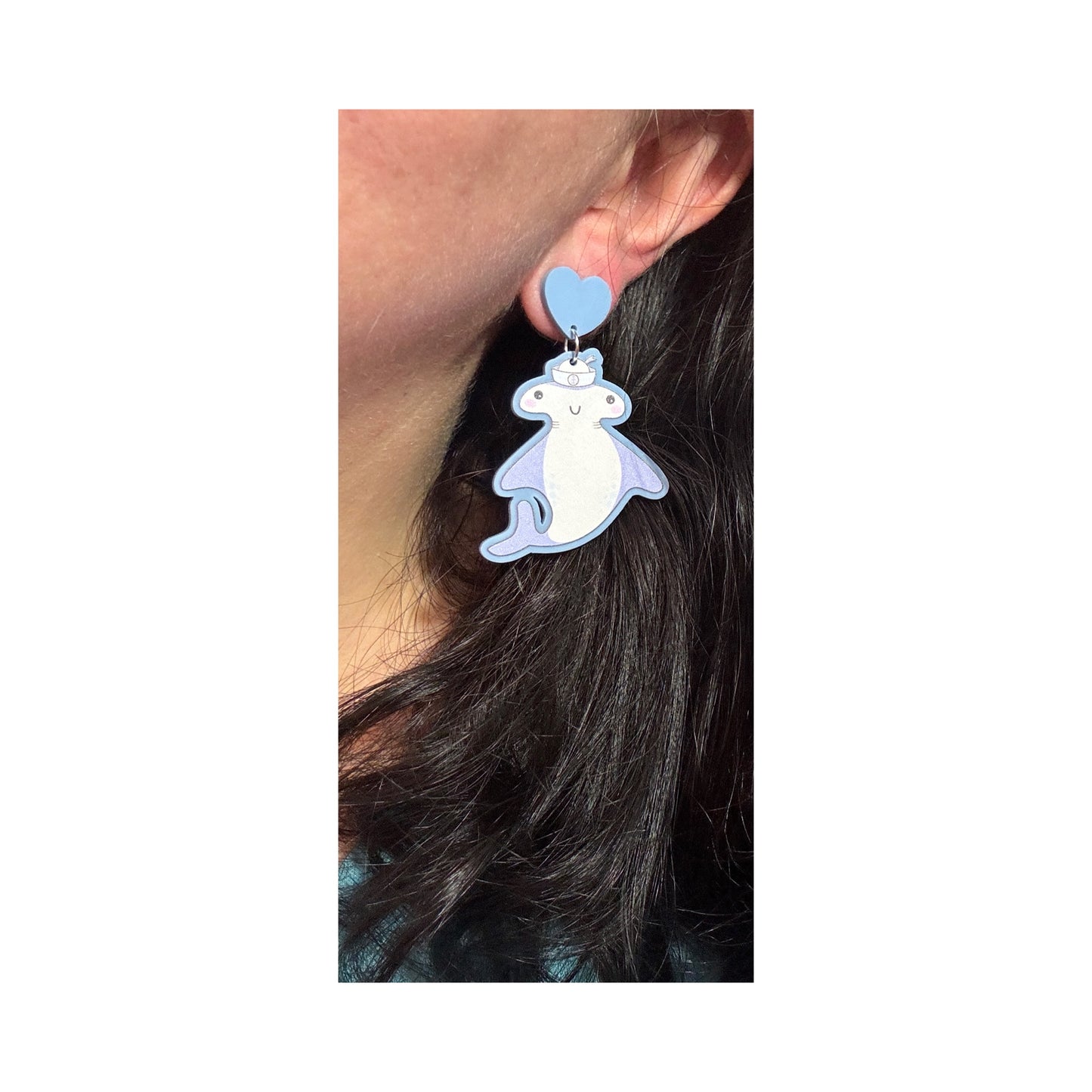 Nautical Hammerhead Shark Drop Earrings