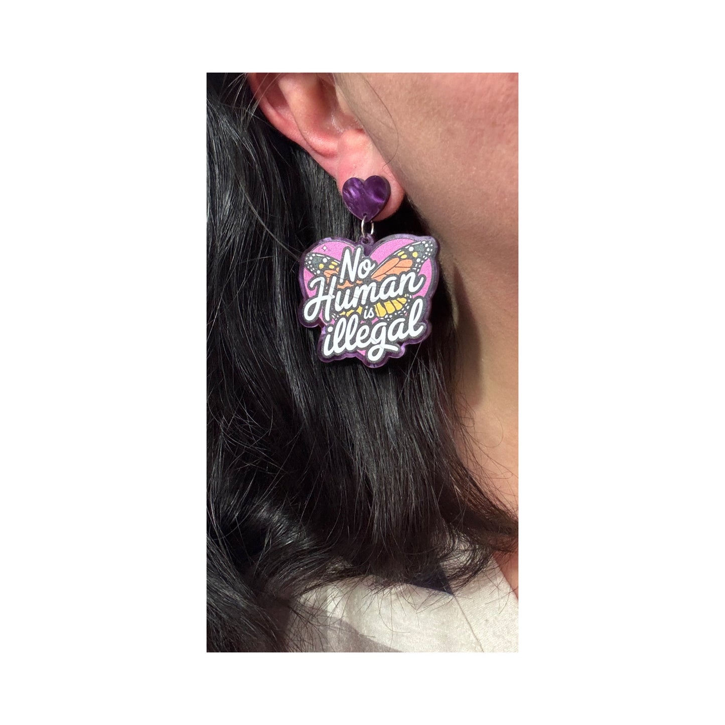 No Human is Illegal Drop Earrings