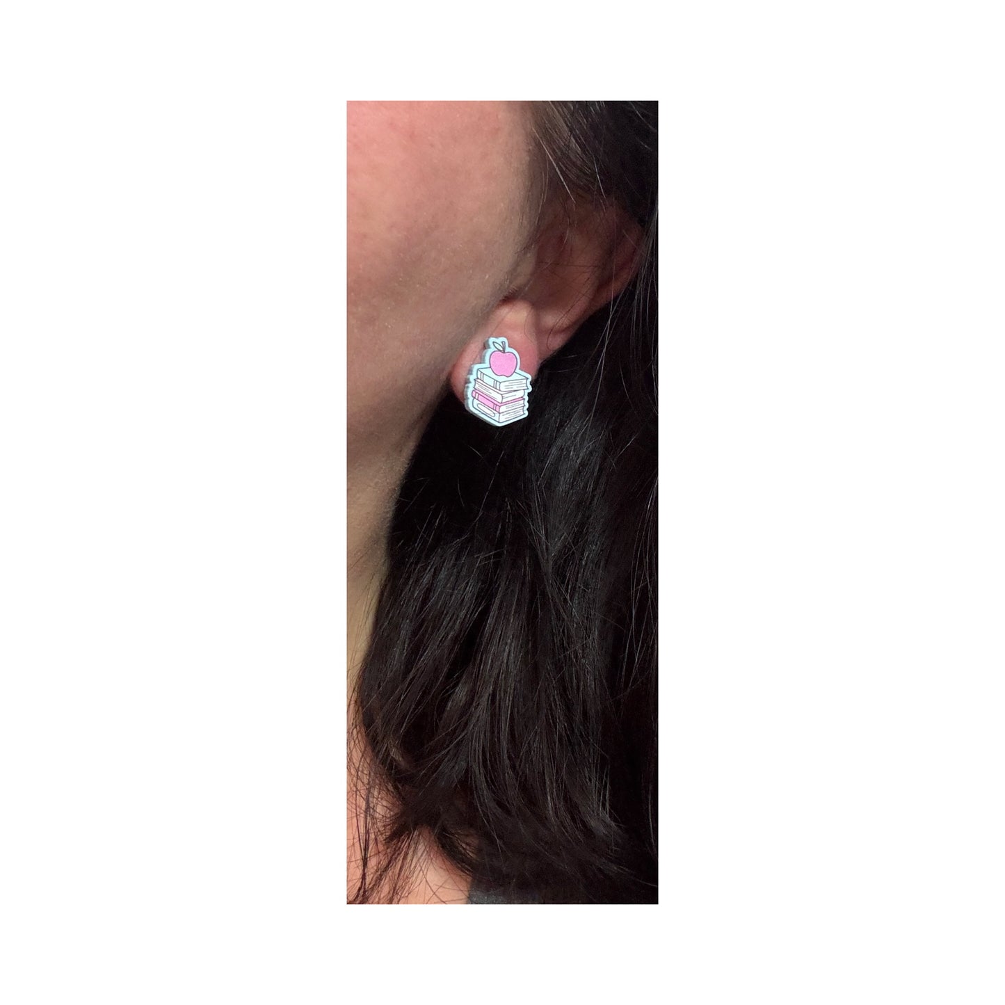 Pastel Teacher Bookstack Post Earrings